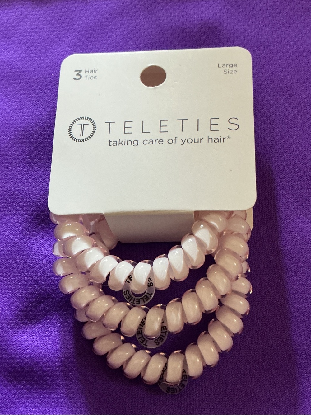 Teleties Large Rose Water Pink Coil Hair Ties - 3 Pack